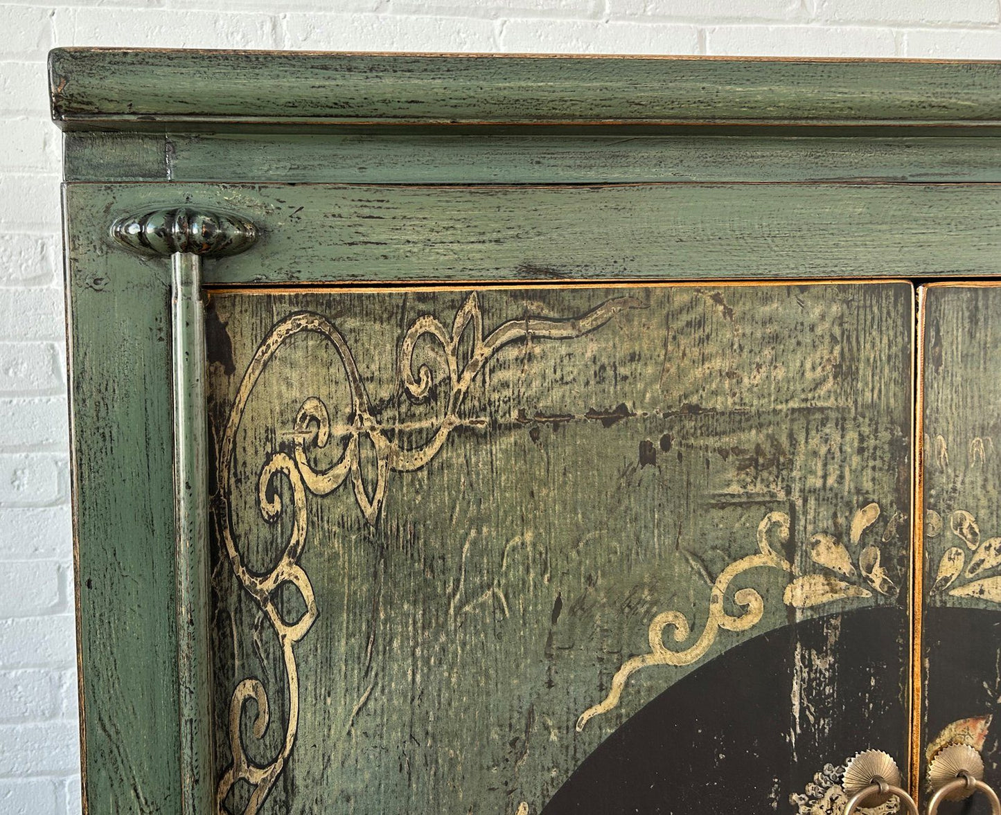 vintage Asie Chinois Armoire De Mariage Armoire Commode Sapin Vert - Article A600-2