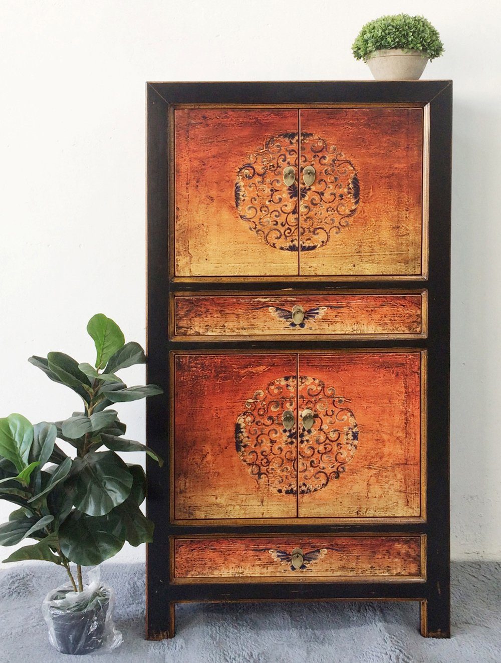 Étagère de commode de placard de mariage vintage en Asie « Feu » - Article 33723-5
