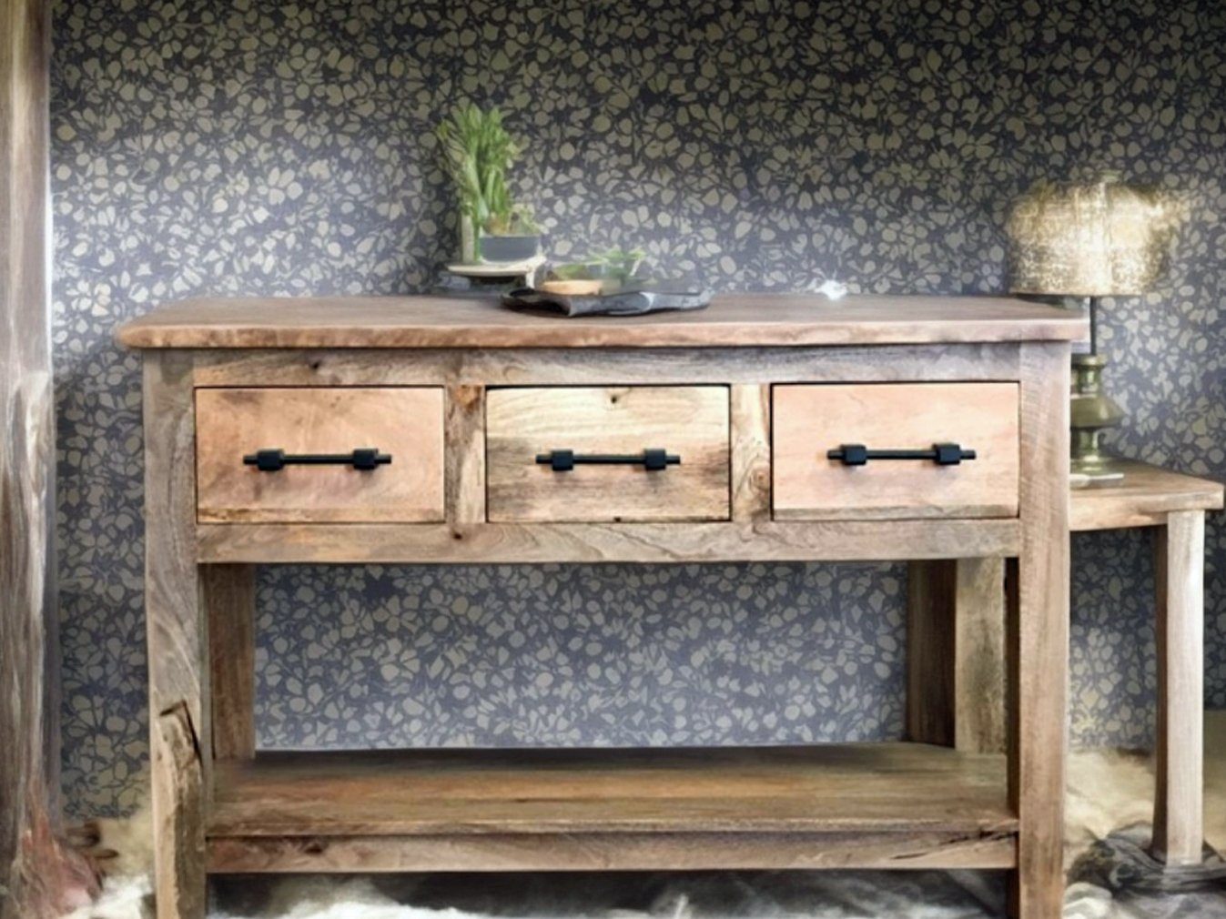 Vintage Asia Mango Wood Console Table Wooden Bench Chest of Drawers - Art. CON-3D