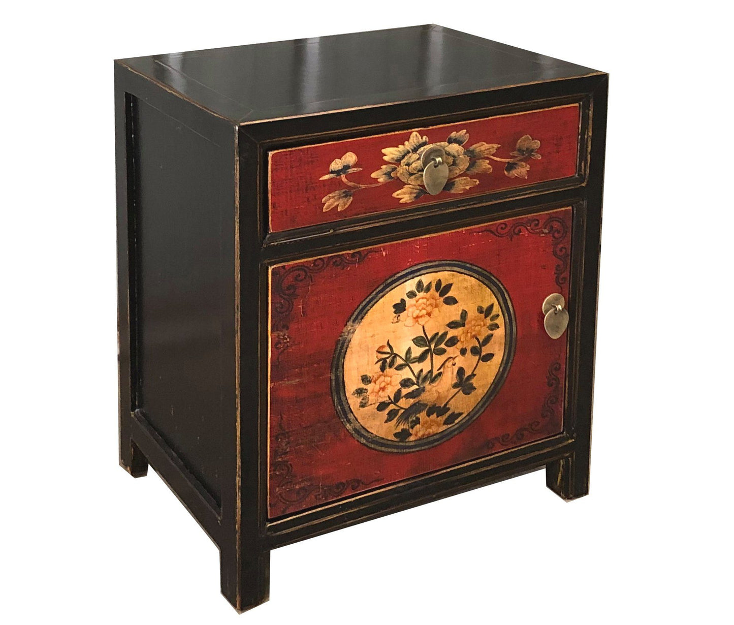 Vintage Asia Chinesisches Nachtkästchen Nachttisch "RedMagic" - Art. 35191-9