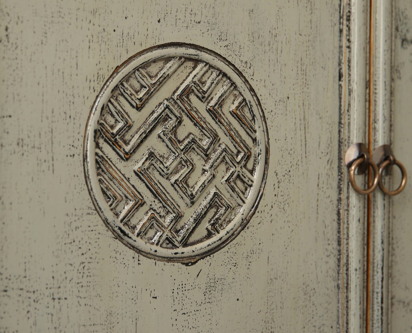 Vintage Asia Orientalisches Kästchen Schrank Kommode Hellgrau - Art. 42719