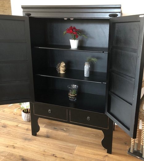 Armoire chinoise vintage d'Asie commode de mariage noire - Art. A502/black