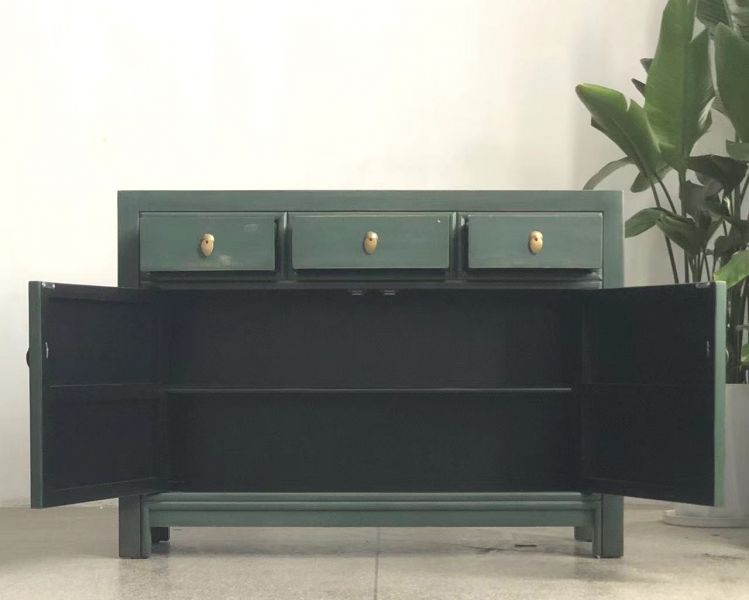 Vintage Asia Chinese Chest of Drawers Sideboard Shelf Fir Green - Art. 33082-3