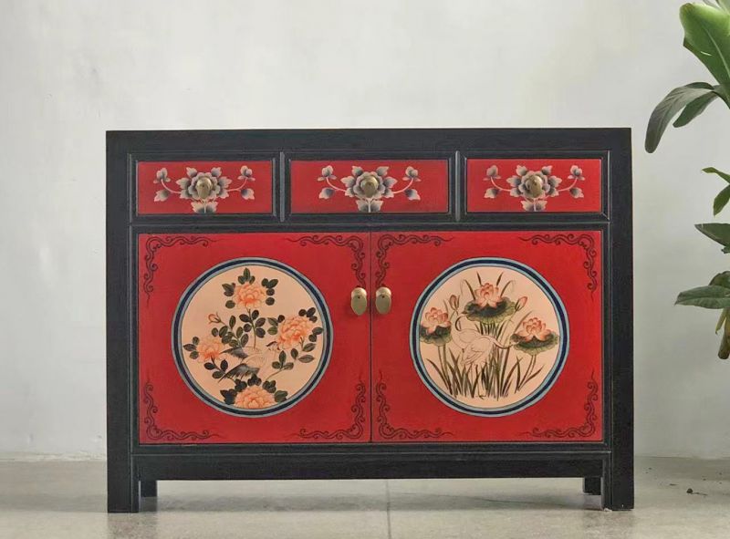 Vintage Asian Chinese chest of drawers sideboard cabinet "RedMagic" - Art. 33082-9