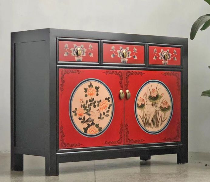 Vintage Asian Chinese chest of drawers sideboard cabinet "RedMagic" - Art. 33082-9