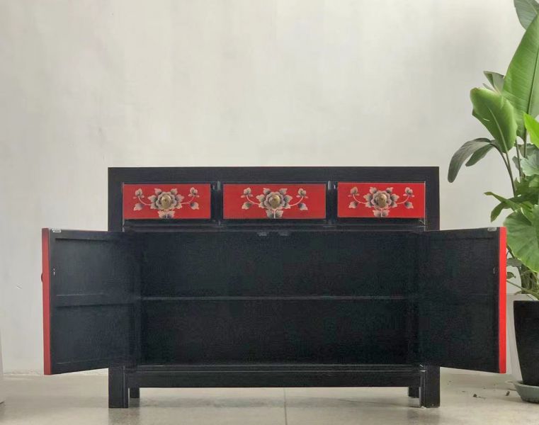 Vintage Asian Chinese chest of drawers sideboard cabinet "RedMagic" - Art. 33082-9