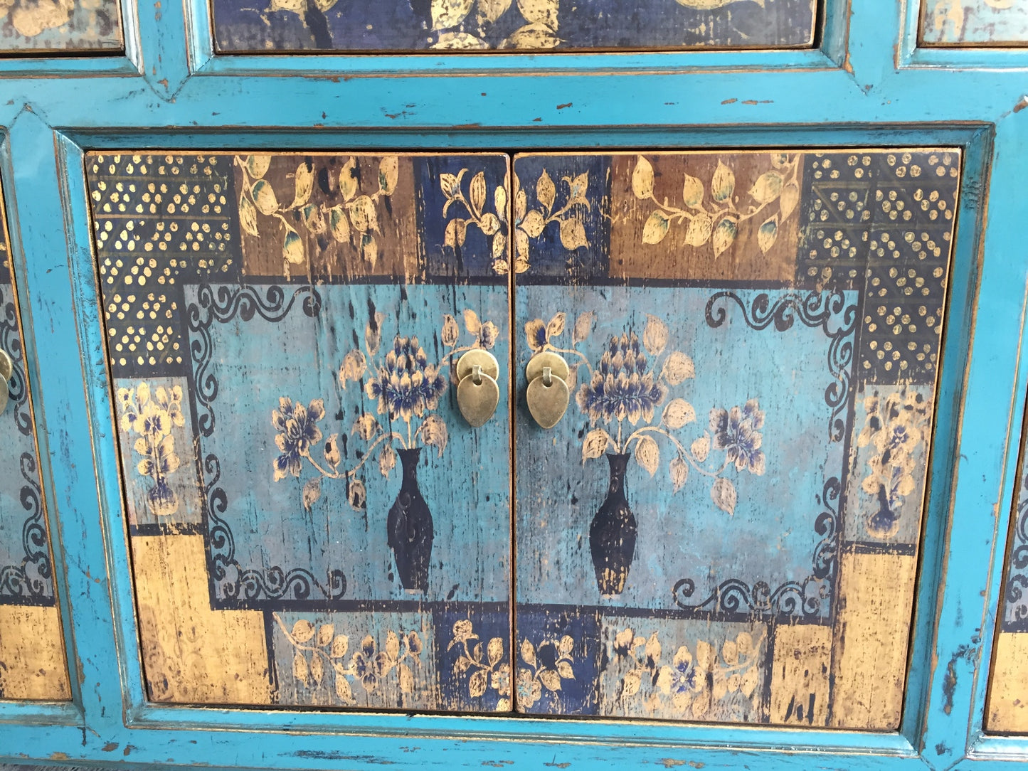 Vintage Asia Oriental Chest of Drawers Sideboard Cabinet "Oceanflowers" - Art. 34372-4