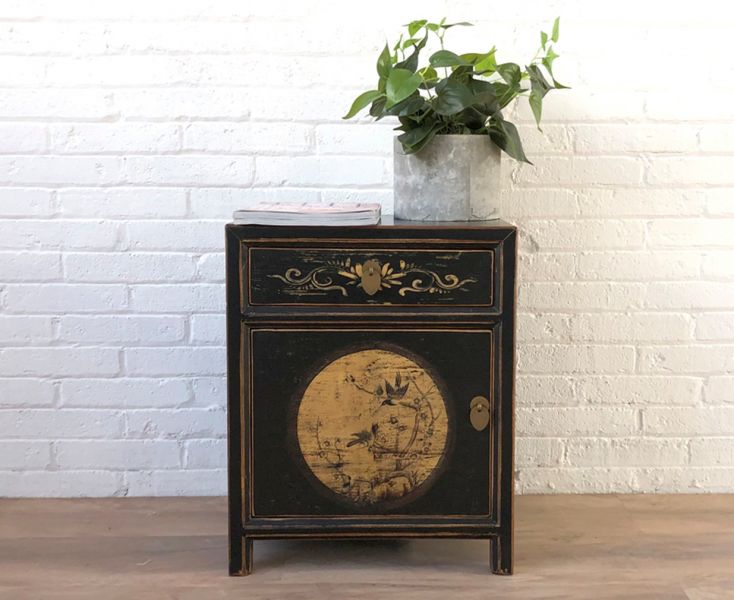 Vintage Asia Asiatische Möbelkombination 3-Teilig Schwarz - Art. LesNoirs-3
