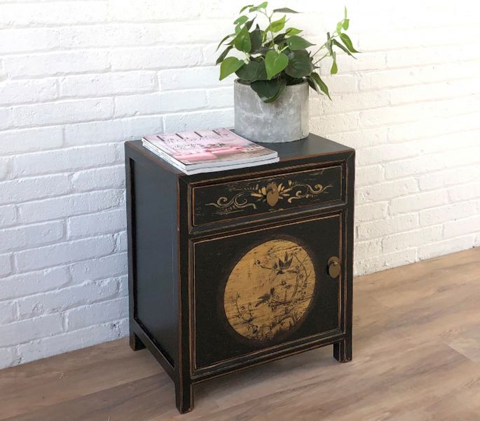 Vintage Asia Asiatische Möbelkombination 3-Teilig Schwarz - Art. LesNoirs-3