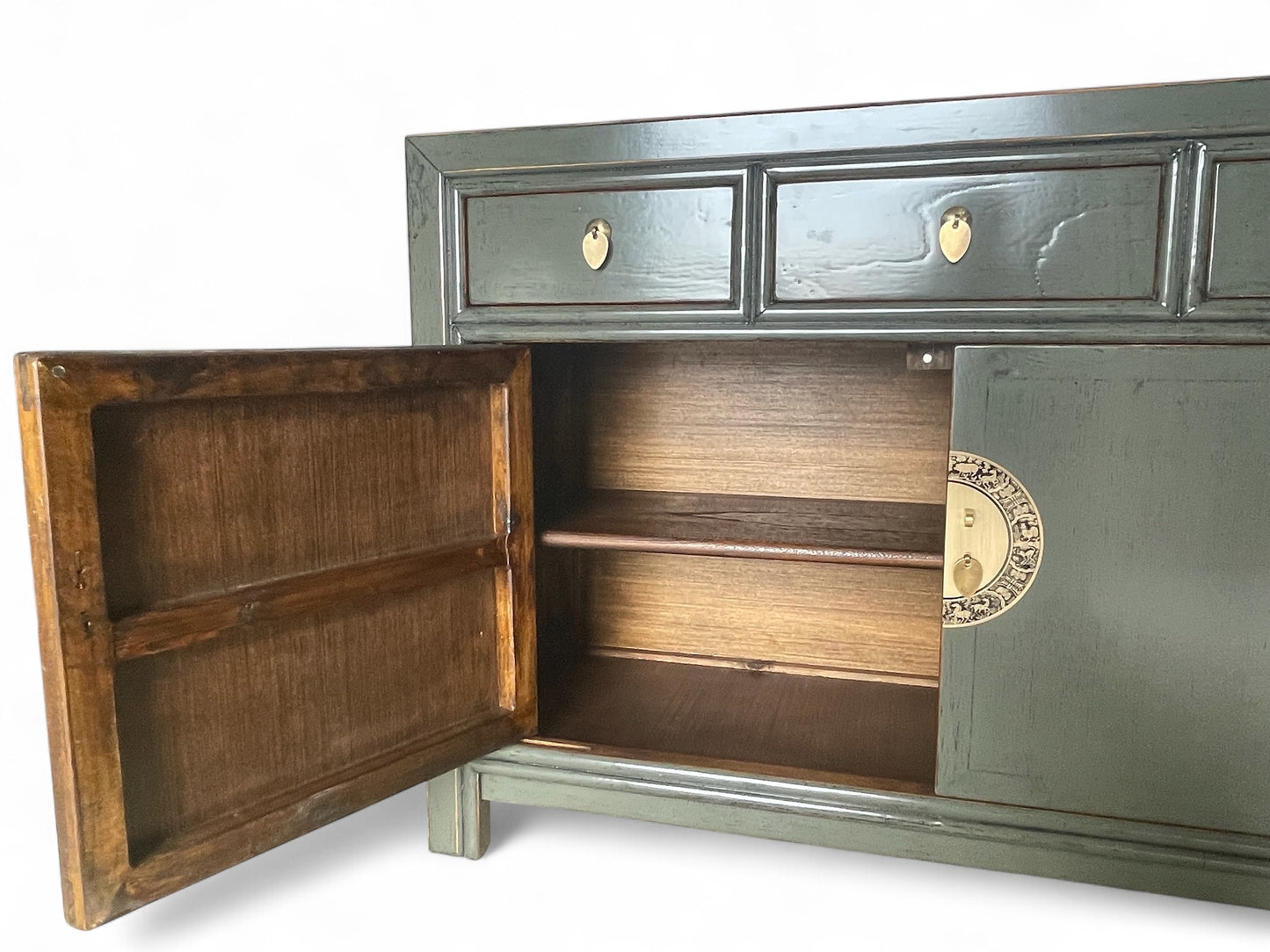Vintage Asia Chinesische Kommode Sideboard Regal Dunkelgrau - Art. 33083-Cloud
