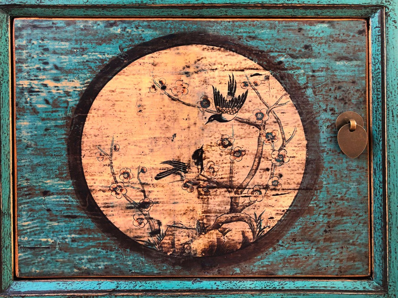 Vintage Asia Chinesisches Nachtkästchen Nachttisch "Aurora" - Art. 35191-10