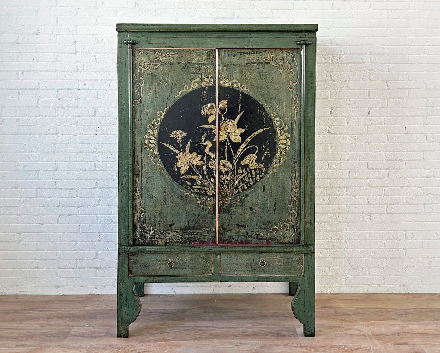vintage Asie Chinois Armoire De Mariage Armoire Commode Sapin Vert - Article A600-2