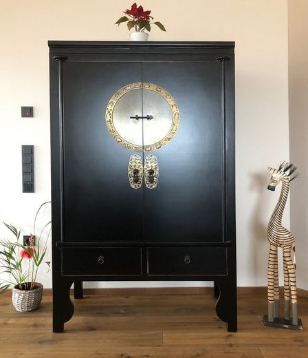 Armoire chinoise vintage d'Asie commode de mariage noire - Art. A502/black
