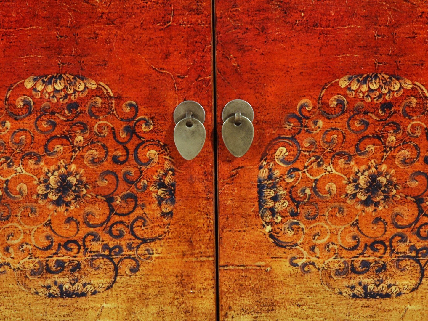 Vintage Asia Oriental Chest of Drawers Sideboard Cabinet "Fire" - Art. 34372-2