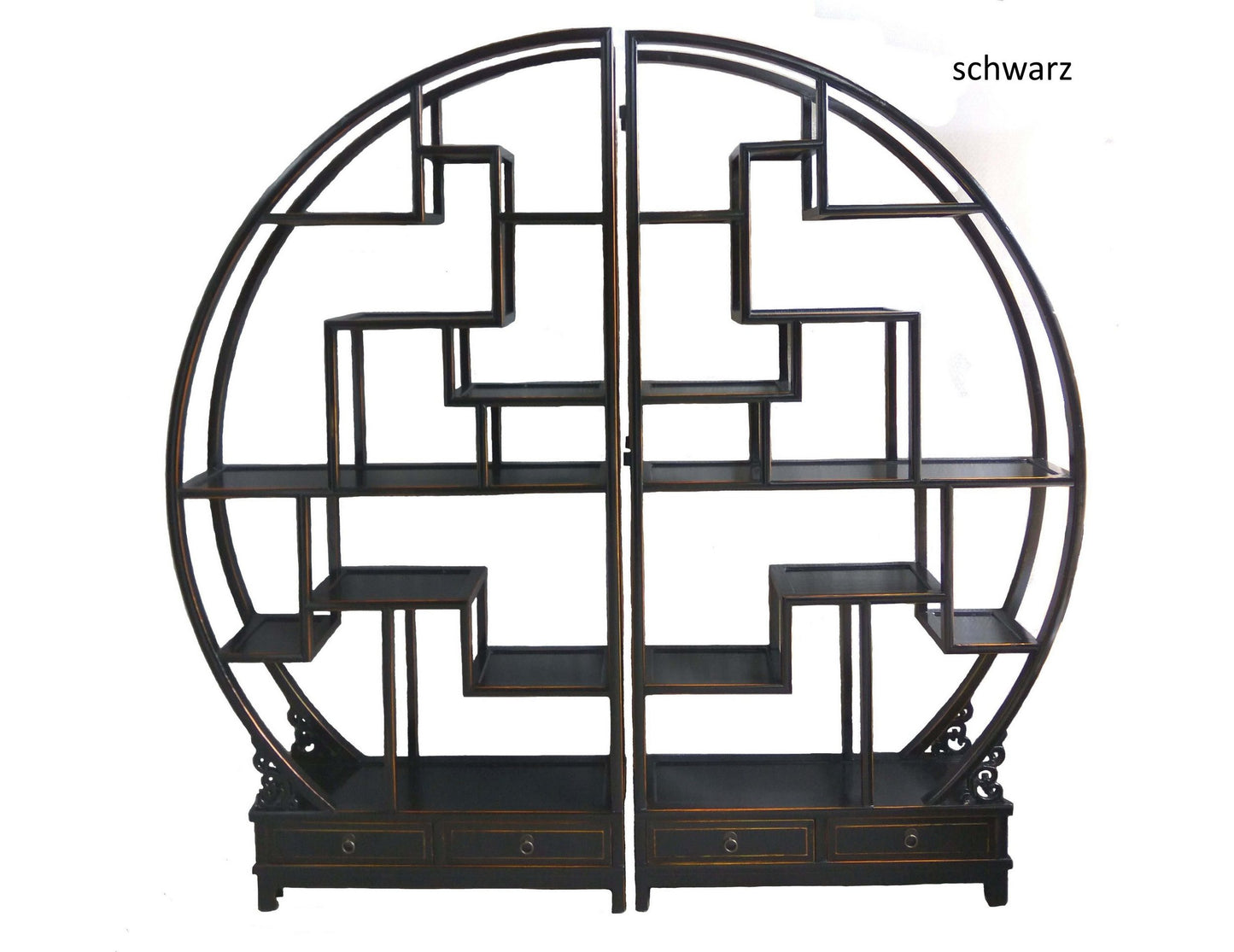 Vintage Asia Chinesisches Regal Rundregal Schwarz - Art. A344/black