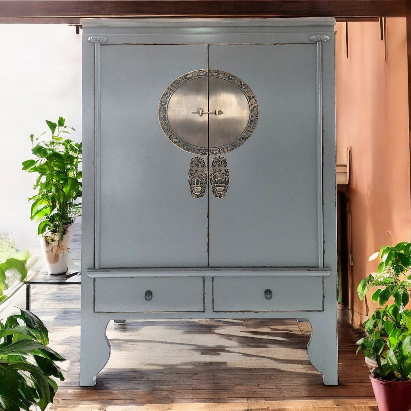 Vintage Asia Chinese Cabinet Wedding Cabinet Dove Grey - Art. A502/dove