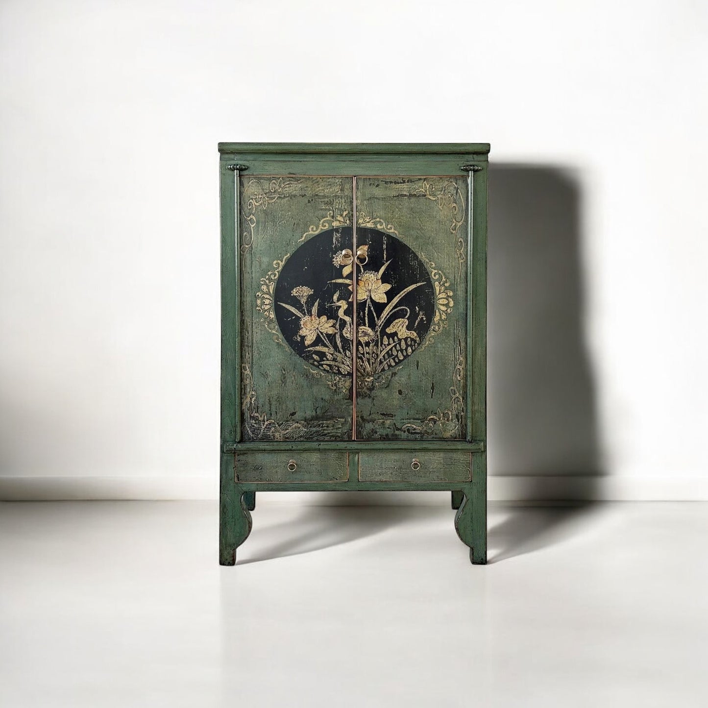 vintage Asie Chinois Armoire De Mariage Armoire Commode Sapin Vert - Article A600-2