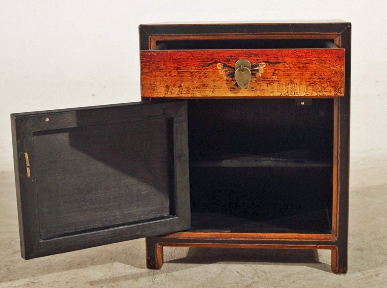 Mesita de noche china vintage asiática "Fuego" - Artículo 35191-2