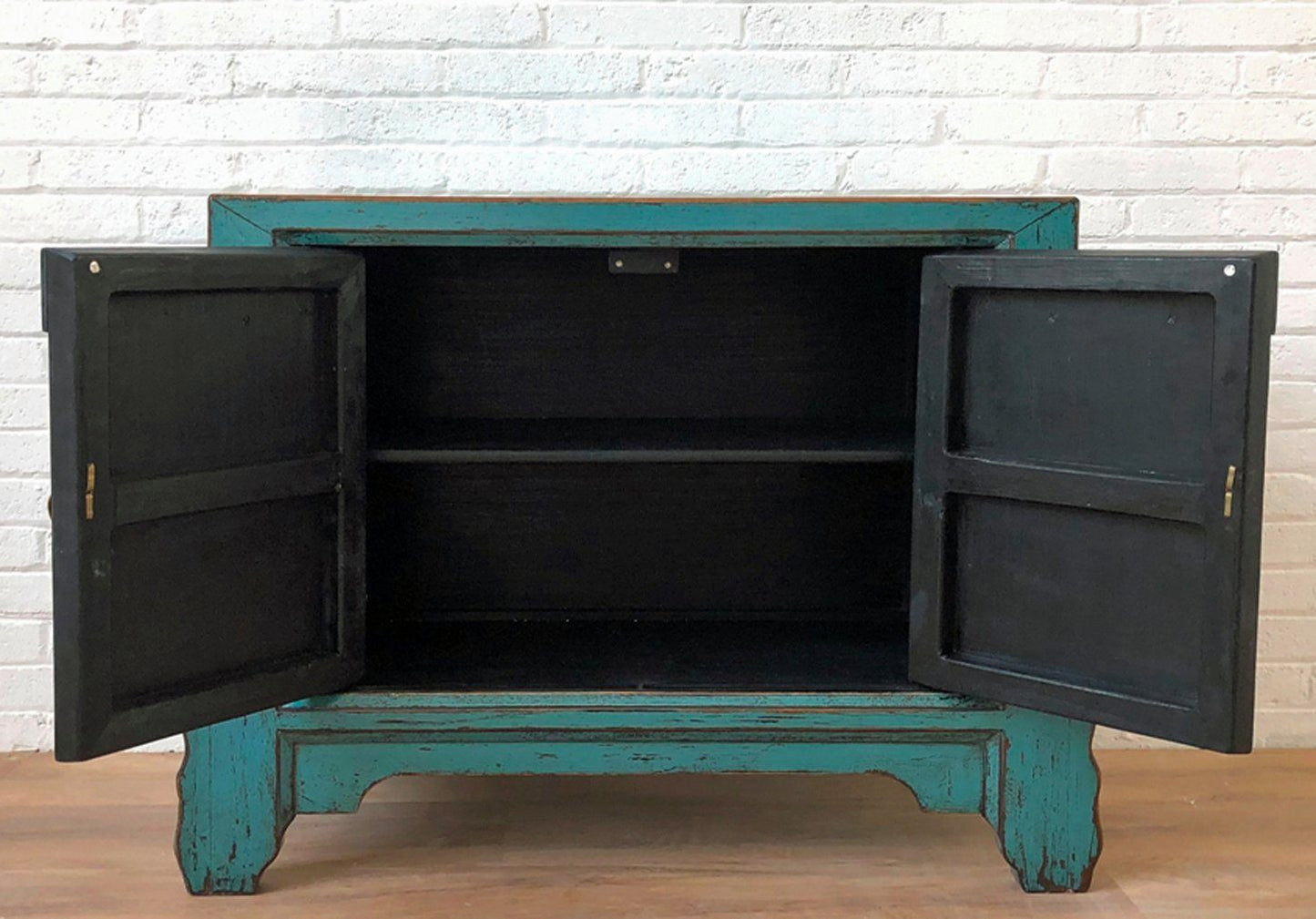 Vintage Asia Asiatische Kommode Sideboard Blau "Oceanflowers" - Art. 34740-5