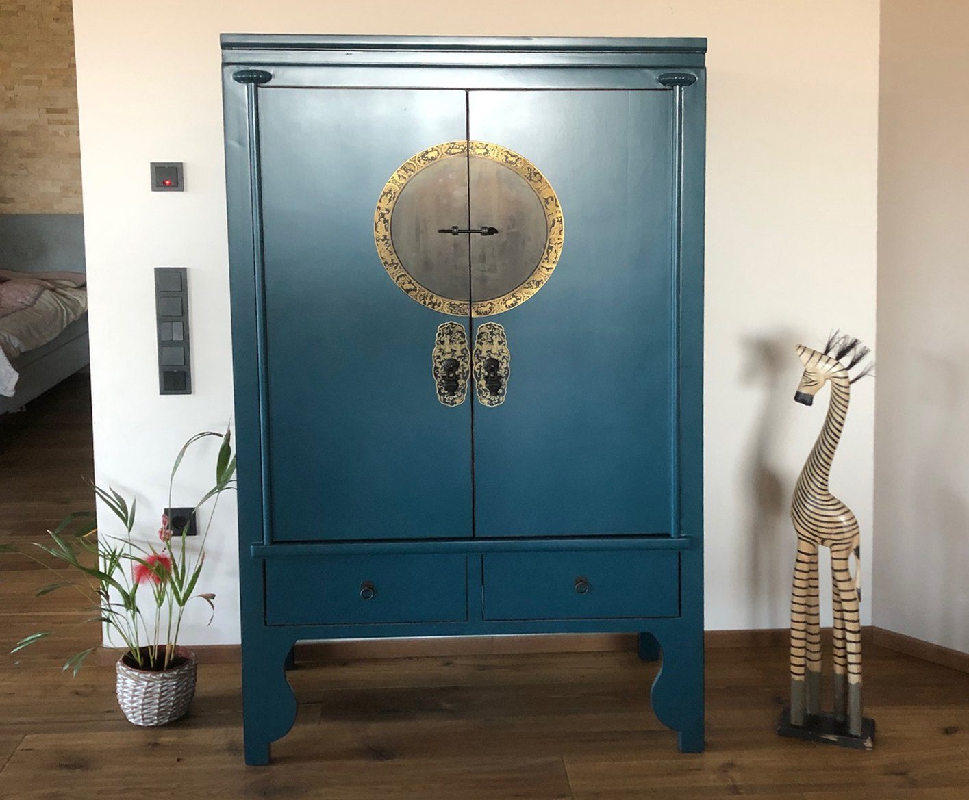Armario chino vintage Asia para bodas, acero azul - Art. A502/steelblue