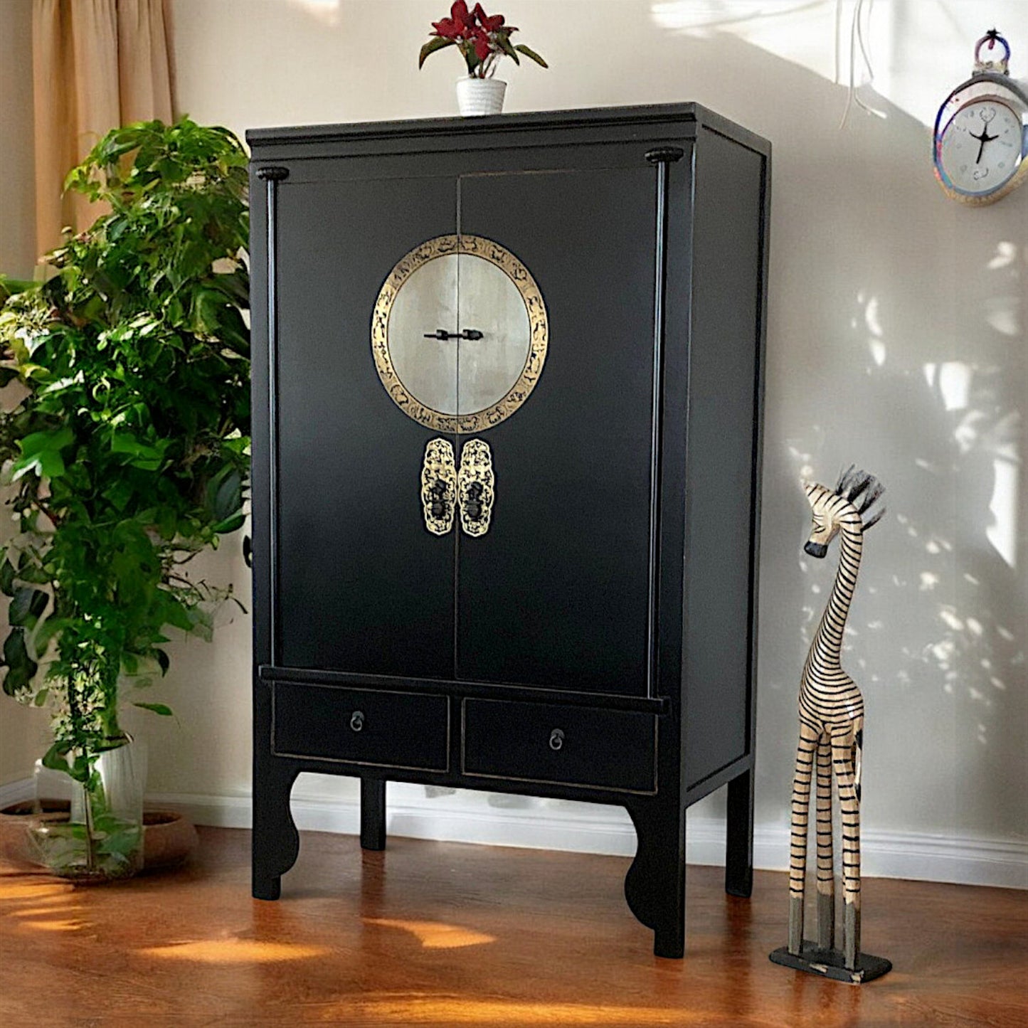 Armoire chinoise vintage d'Asie commode de mariage noire - Art. A502/black