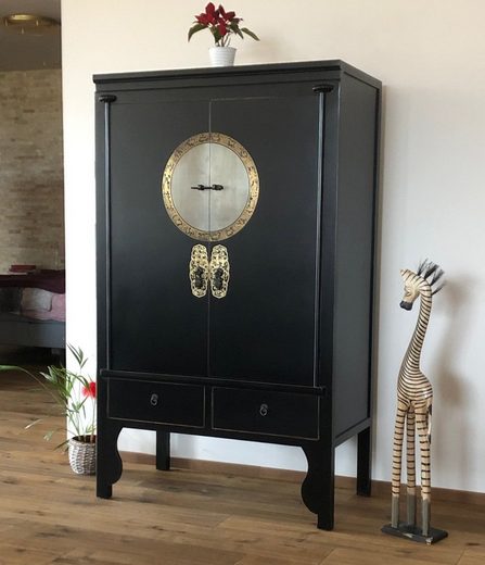 Armoire chinoise vintage d'Asie commode de mariage noire - Art. A502/black