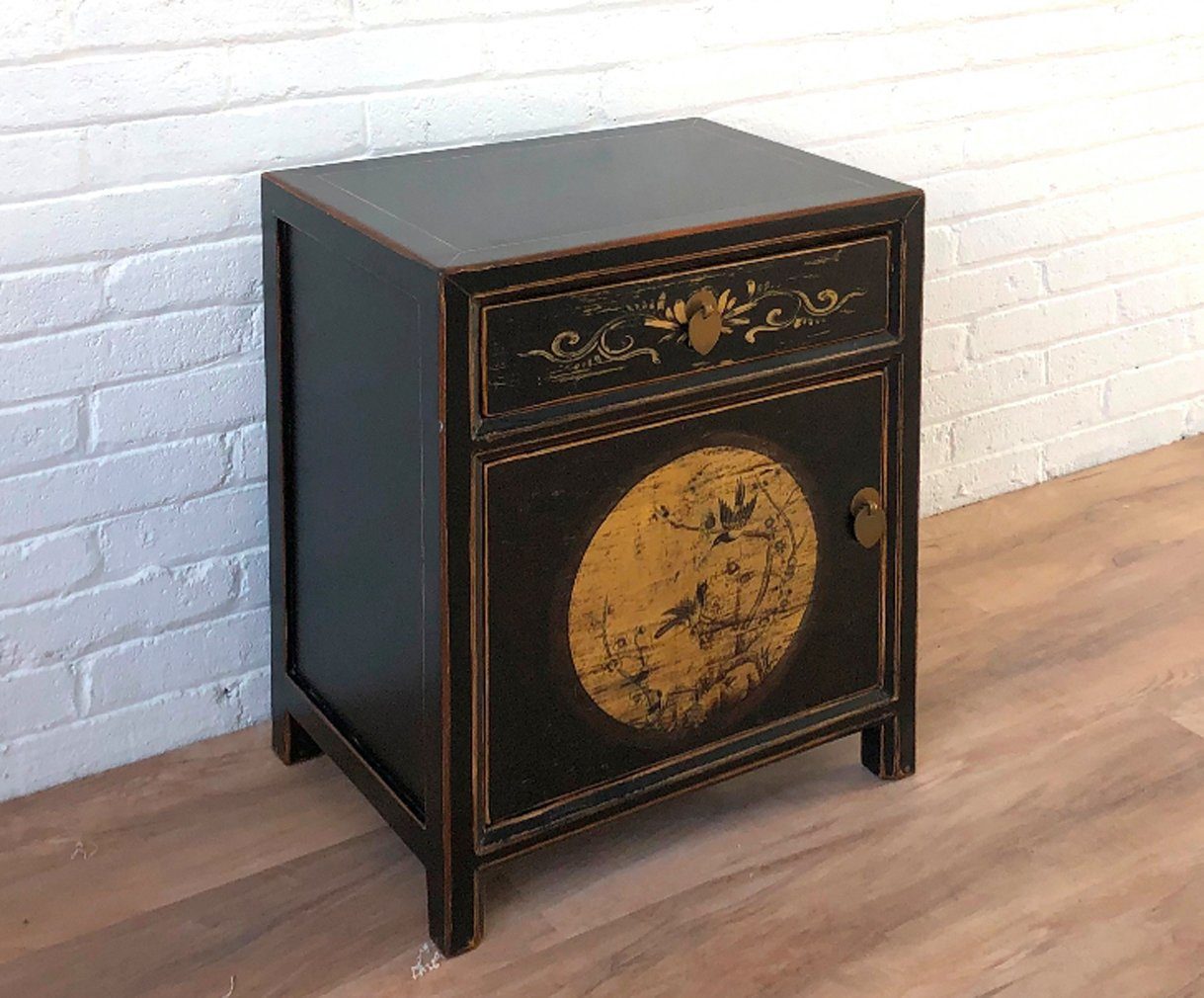 Mesita de noche china asiática vintage "LesNoirs" - Artículo 35191-11