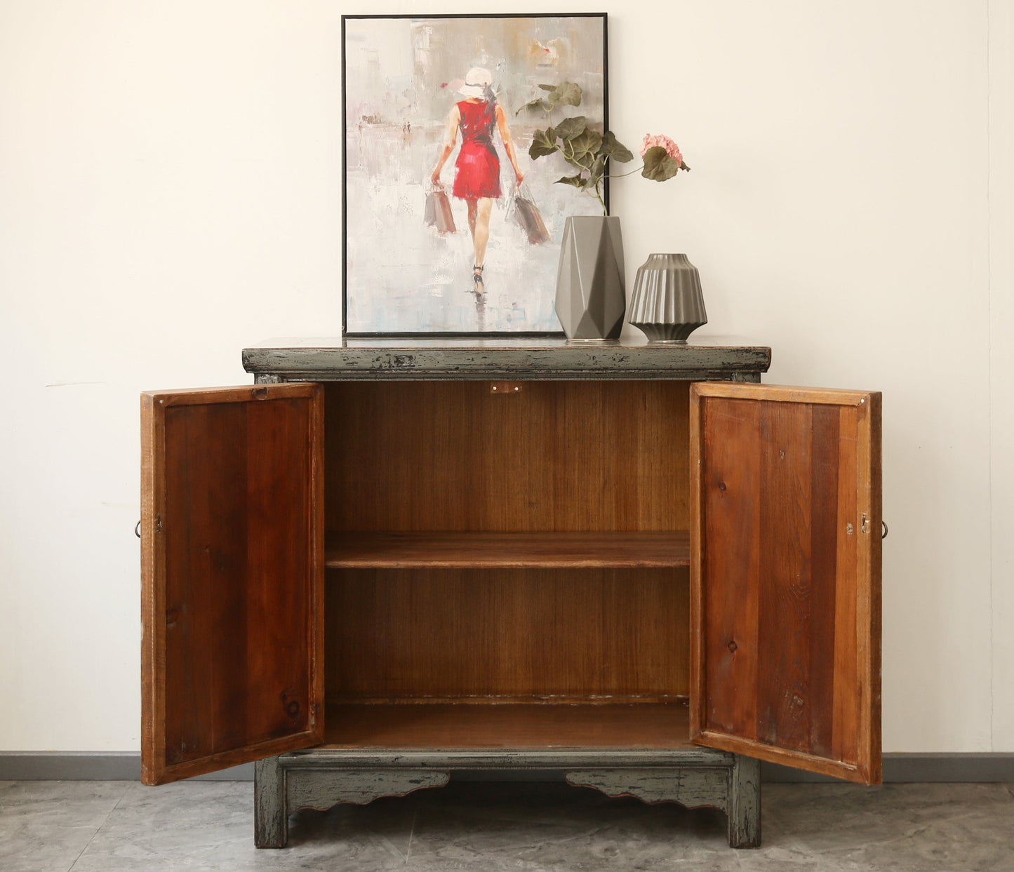 Vintage Asia Orientalisches Kästchen Schrank Kommode Dunkelgrau - Art. 42718