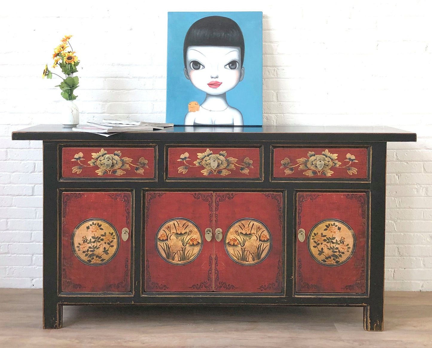 Vintage Asia Orientalische Kommode Sideboard Schrank "RedMagic" - Art. 34372-7