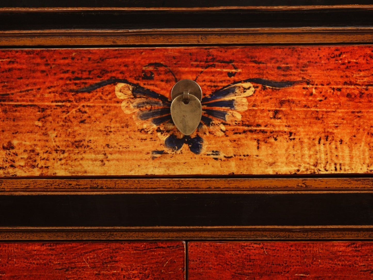 Vintage Asia Oriental Chest of Drawers Sideboard Cabinet "Fire" - Art. 34372-2