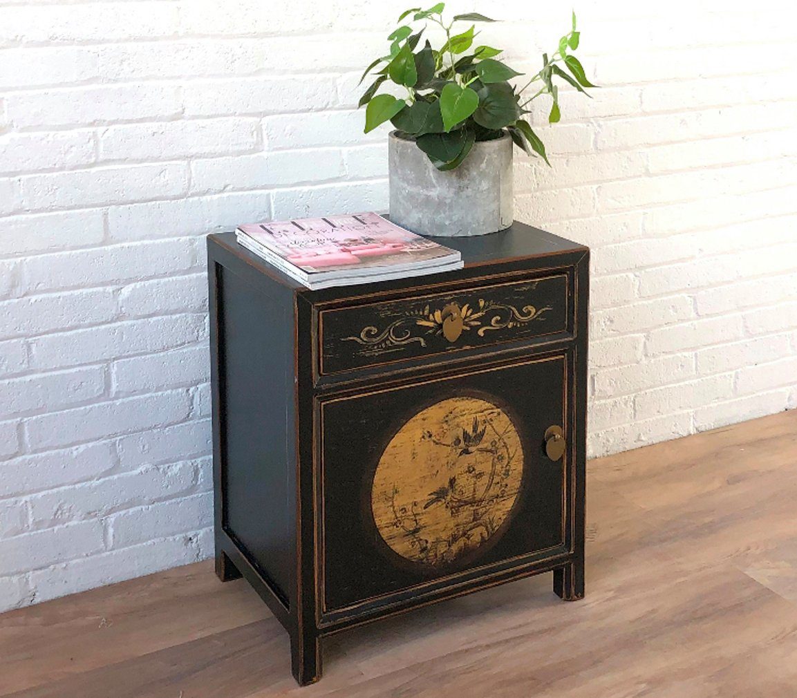 Mesita de noche china asiática vintage "LesNoirs" - Artículo 35191-11