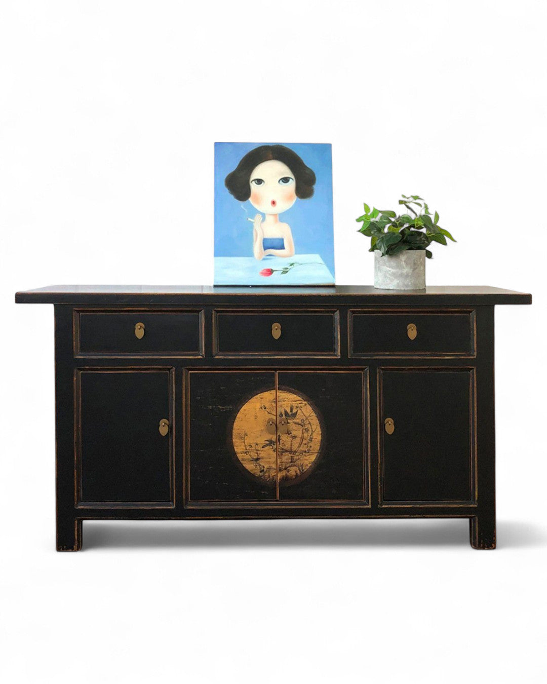 Vintage Asia Oriental Chest of Drawers Sideboard Cabinet "LesNoirs" - Art. 34372-9