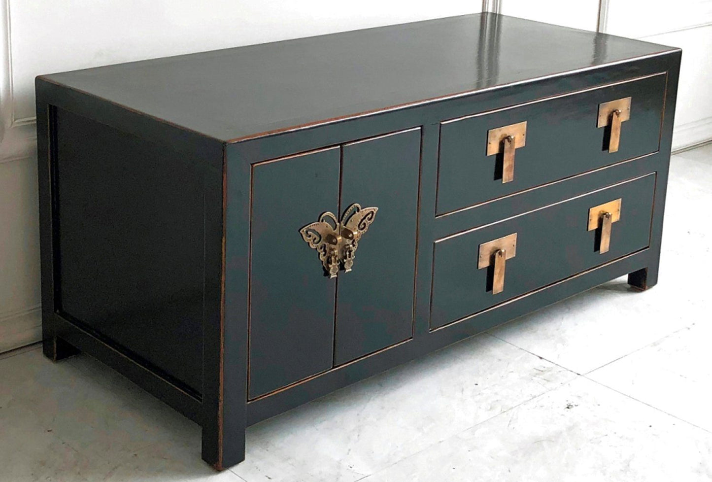 Vintage Asia TV-Kommode Sideboard Lowboard Schwarz - Art. TV273/black