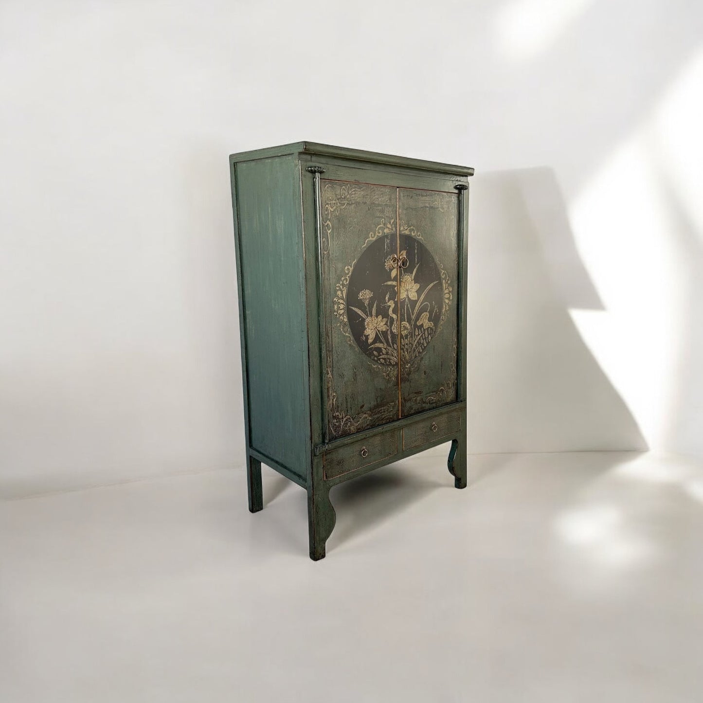 vintage Asie Chinois Armoire De Mariage Armoire Commode Sapin Vert - Article A600-2