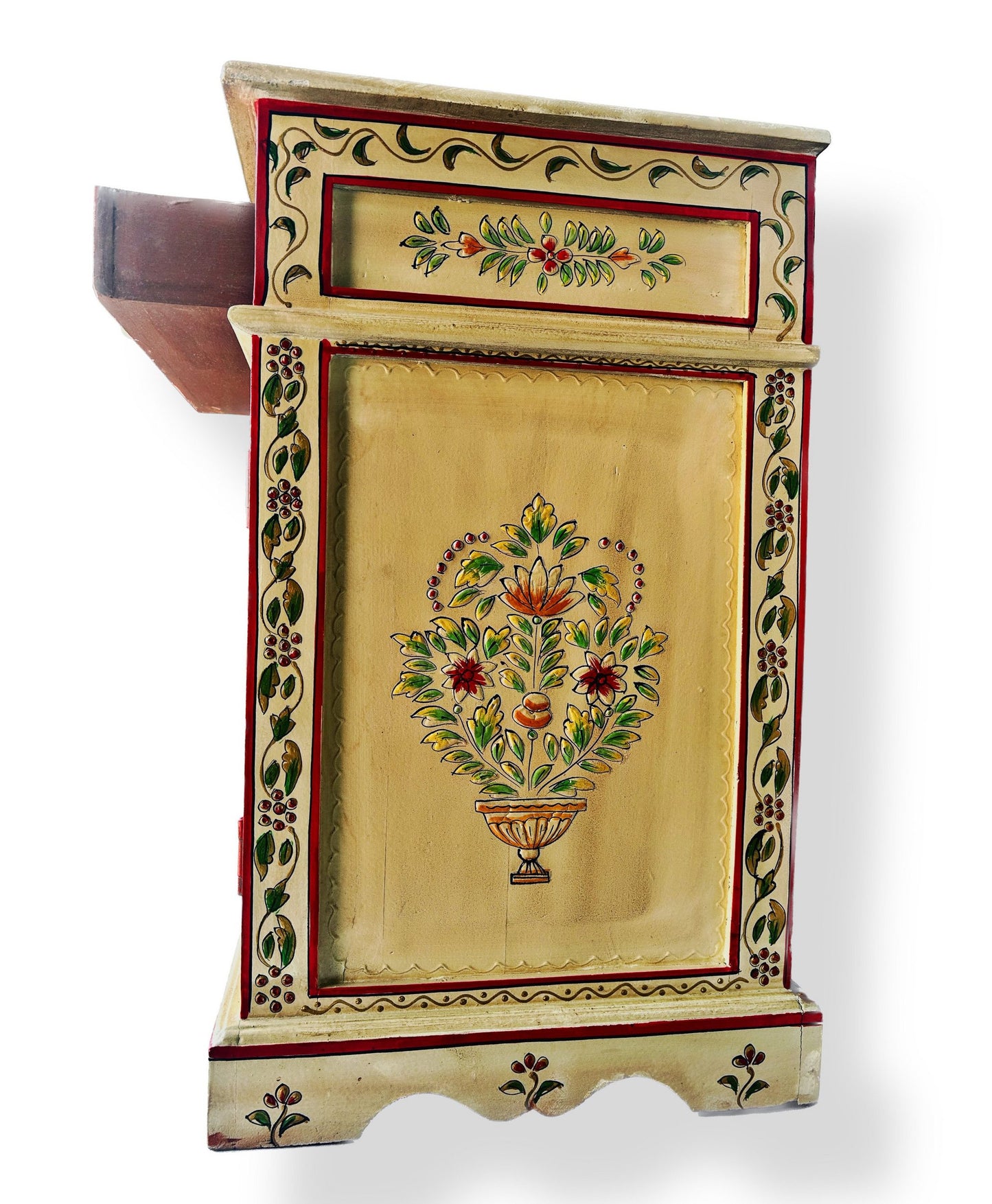 Vintage Asia Handbemaltes Indisches Kästchen Nachttisch - Art. Chest_IRF