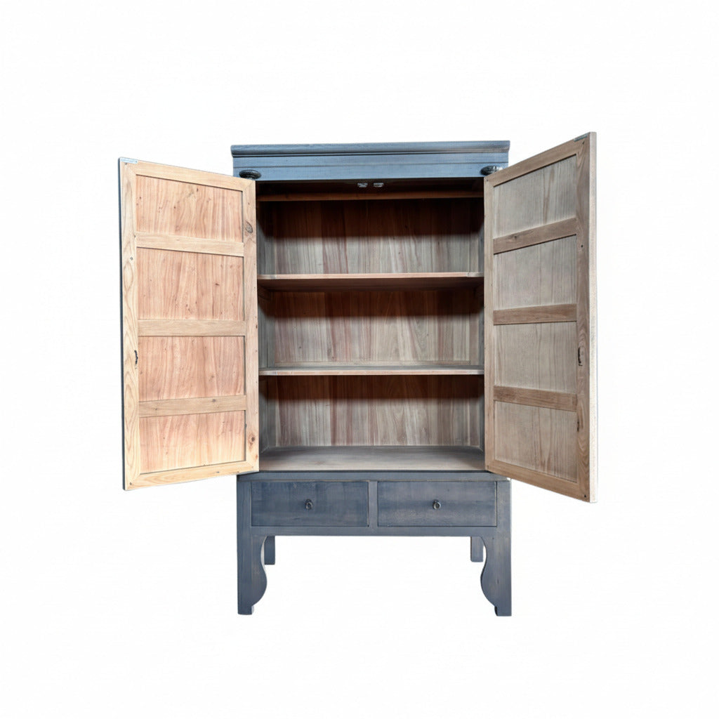 Vintage Asia Chinesischer Schrank Hochzeitsschrank Dunkelgrau- Art. A502/darkgray