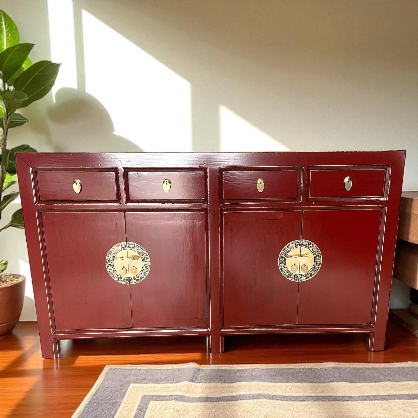 Vintage Asia Chinesisches Sideboard Kommode Schrank Rot - Art. 31196-Scarlet