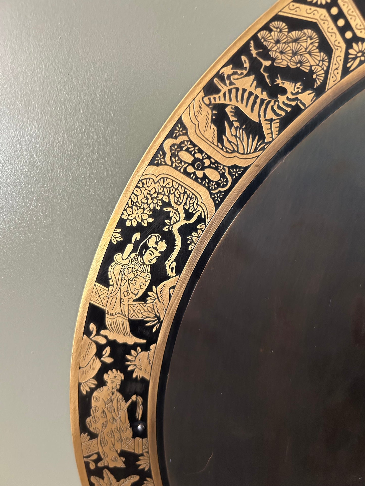 Vintage Asia Chinesischer Schrank Hochzeitsschrank Schwarz-Oliv - Art. A502/Schwarz-Oliv