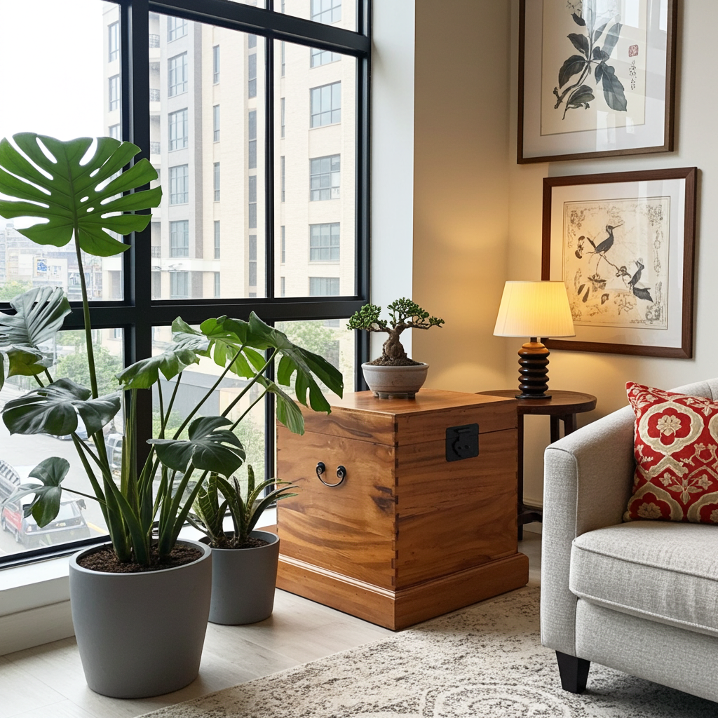 Vintage Asia chest box made of camphor wood - Art. CHEST-01