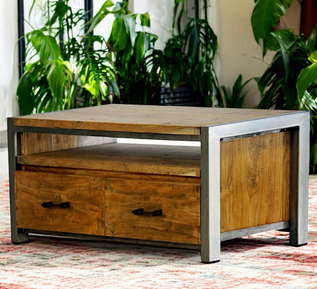 Mesa baja vintage asiática de madera de teca - Art. AUDIO-2D-50
