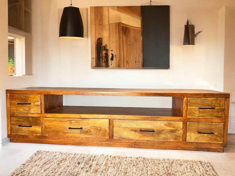 Cómoda y TV estilo Asia vintage de madera de mango - Buff-Low
