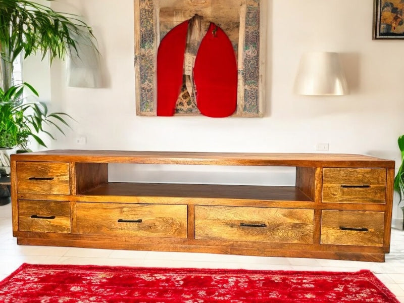 Cómoda y TV estilo Asia vintage de madera de mango - Buff-Low