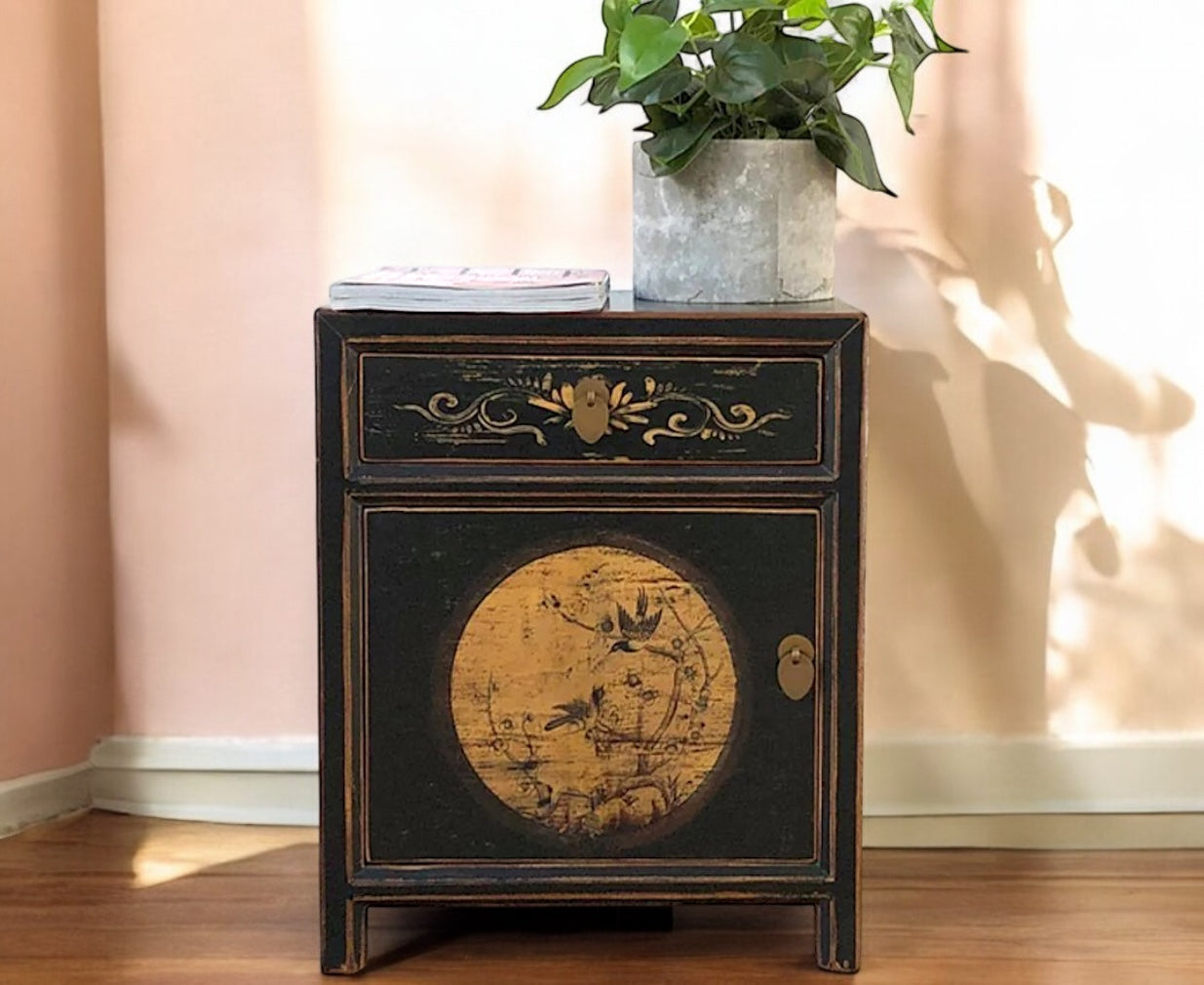 Mesita de noche china asiática vintage "LesNoirs" - Artículo 35191-11