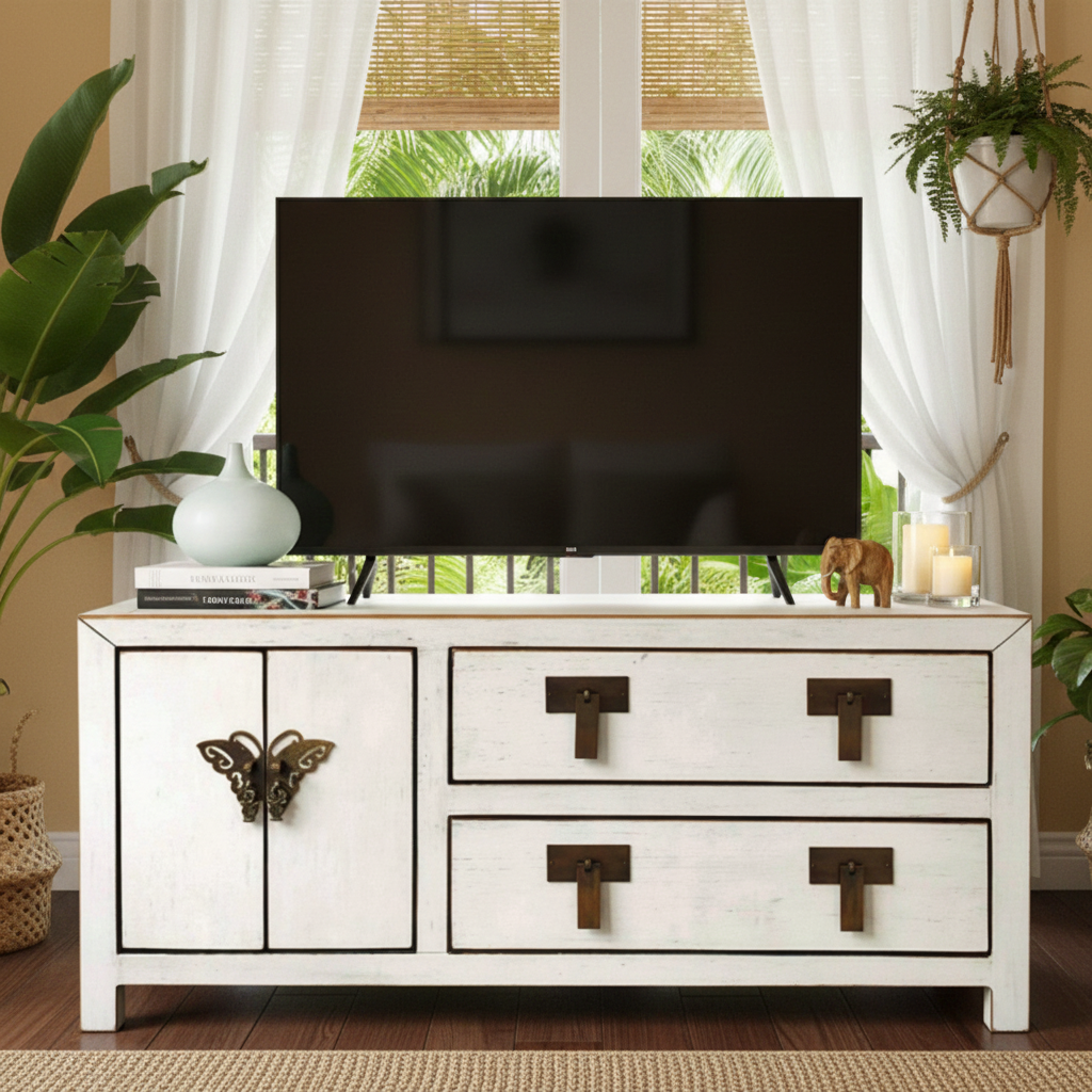 Vintage Asia TV-Kommode Sideboard Lowboard Elfenbein - Art. TV273/ivory