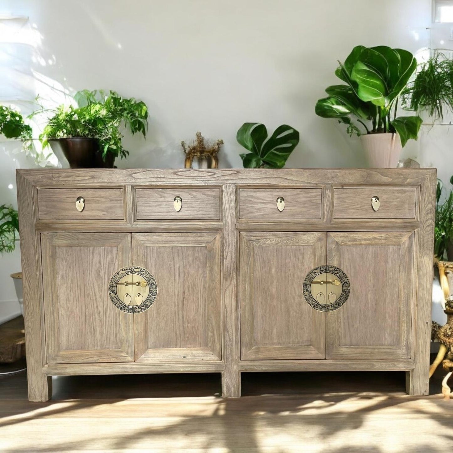 Vintage Asia Chinesisches Sideboard Kommode Schrank Natur - Art. 31196-Natural