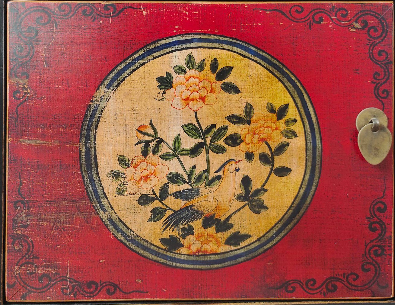 Vintage Asia Chinesisches Nachtkästchen Nachttisch "RedMagic" - Art. 35191-9