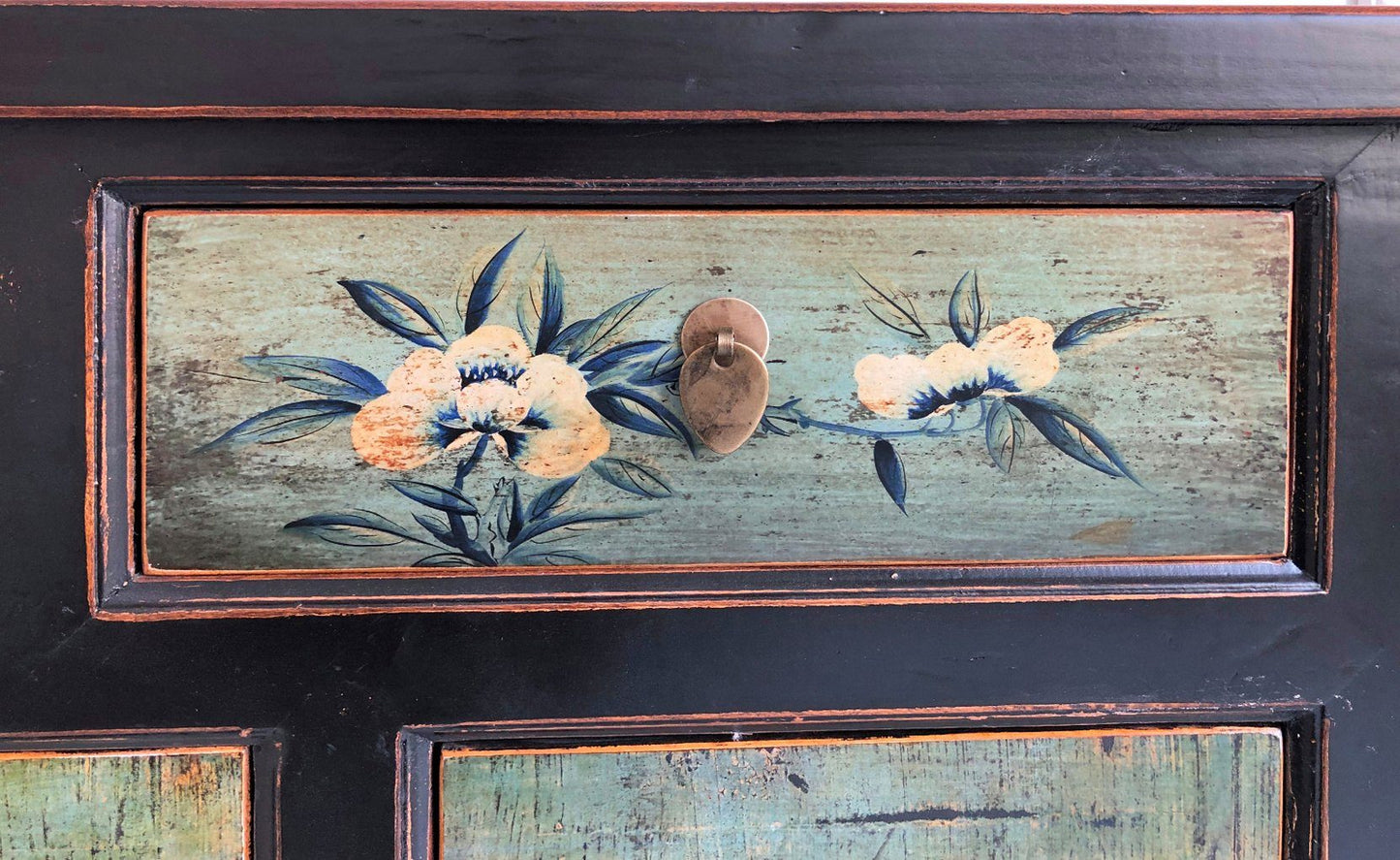 Vintage Asia Orientalische Kommode Sideboard Schrank Minzgrün - Art. 34372-6