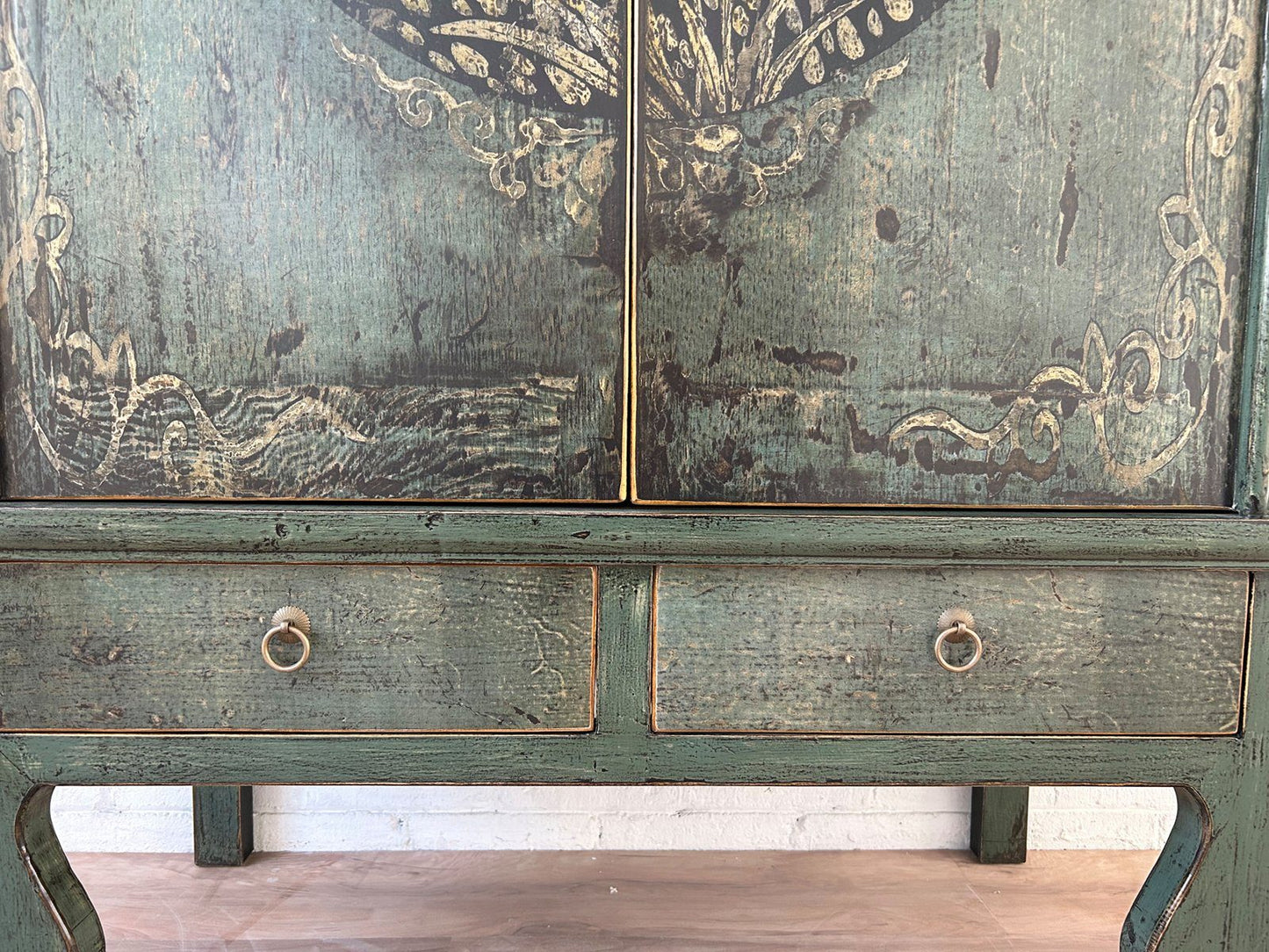 vintage Asie Chinois Armoire De Mariage Armoire Commode Sapin Vert - Article A600-2