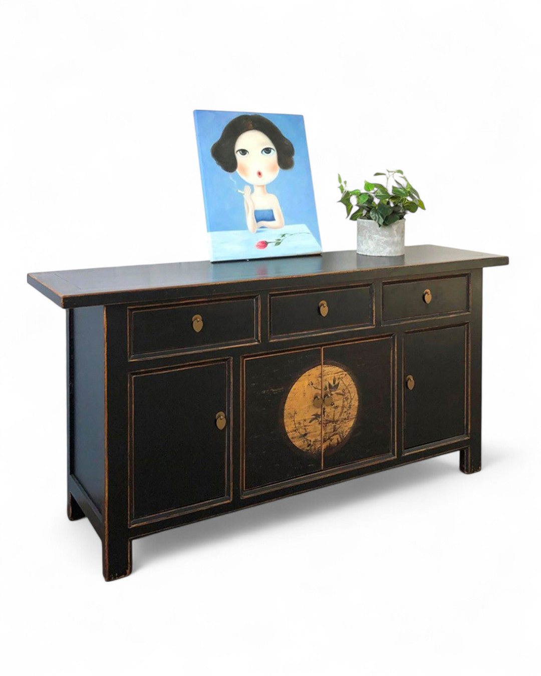 Vintage Asia Oriental Chest of Drawers Sideboard Cabinet "LesNoirs" - Art. 34372-9