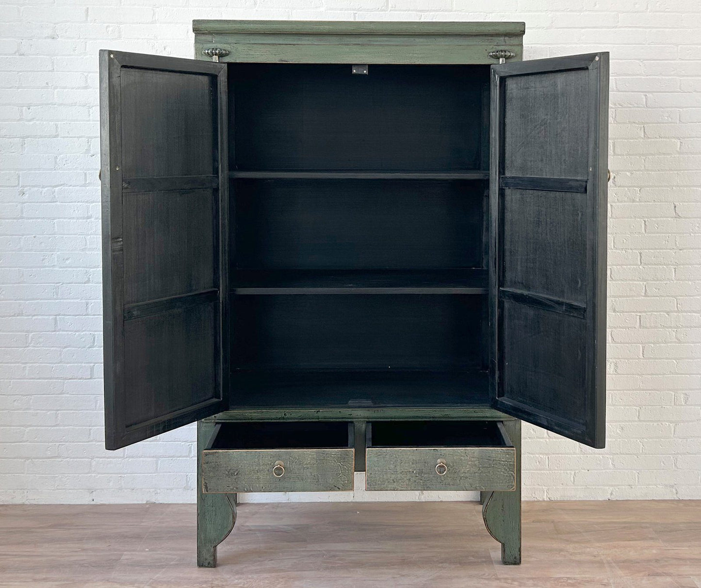 vintage Asie Chinois Armoire De Mariage Armoire Commode Sapin Vert - Article A600-2